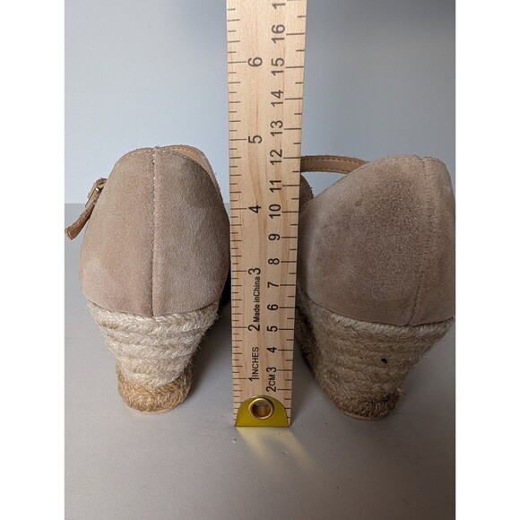Talbots Lynsday Espadrilles Wedges Suede Size 7.5 Nude Beige Summer Neutral - Picture 8 of 11